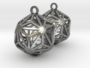 Triakis Icosahedron Earrings in Natural Silver