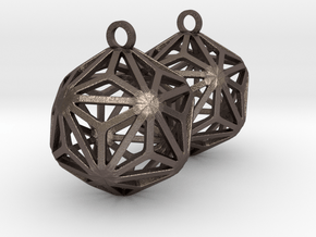 Triakis Icosahedron Earrings in Polished Bronzed-Silver Steel