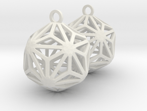 Triakis Icosahedron Earrings in White Natural Versatile Plastic
