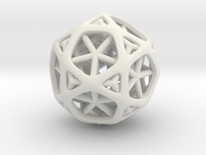 Nested dodeca & Icosa inside Icosidodecahedron in White Natural Versatile Plastic