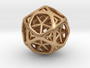 Nested dodeca & Icosa inside Icosidodecahedron in Natural Bronze