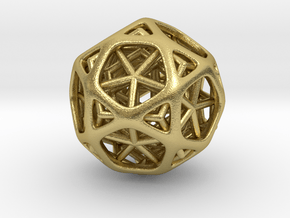 Nested dodeca & Icosa inside Icosidodecahedron in Natural Brass