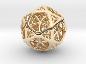 Nested dodeca & Icosa inside Icosidodecahedron in 14k Gold Plated Brass