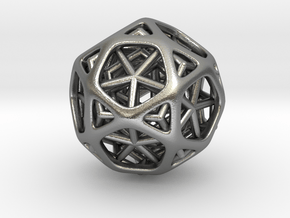 Nested dodeca & Icosa inside Icosidodecahedron in Natural Silver