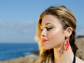 Red Coral Earring in White Processed Versatile Plastic