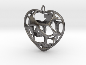 MA_heartpendant in Polished Nickel Steel