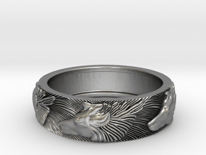 Wolf Ring in Natural Silver: 7.25 / 54.625