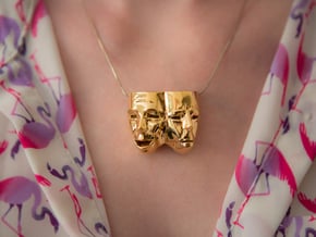 Theater Masks in 14k Gold Plated Brass