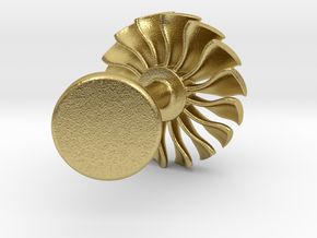 Airliner engine fan cufflink in Natural Brass