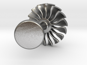 Airliner engine fan cufflink in Natural Silver