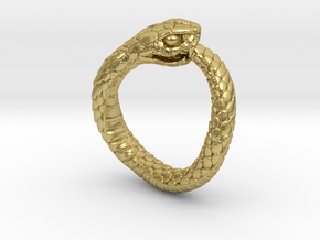 Ouroboros Snake Ring in Natural Brass: 2 / 41.5