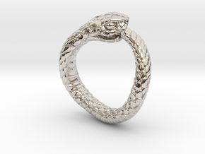 Ouroboros Snake Ring in Rhodium Plated Brass: 2 / 41.5