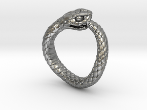 Ouroboros Snake Ring in Natural Silver: 2 / 41.5