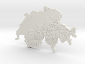 Switzerland Topomap in White Natural Versatile Plastic