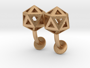 Icosahedron Cufflinks in Natural Bronze