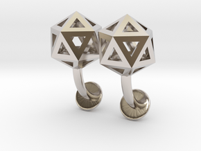 Icosahedron Cufflinks in Rhodium Plated Brass