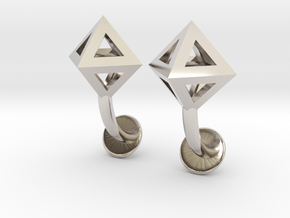 Octahedron Cufflinks in Rhodium Plated Brass