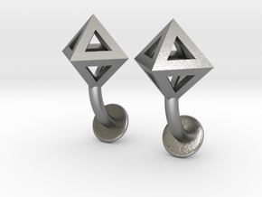 Octahedron Cufflinks in Natural Silver