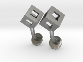 Cube cufflinks in Natural Silver