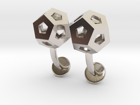 Dodecahedron Cufflinks in Rhodium Plated Brass