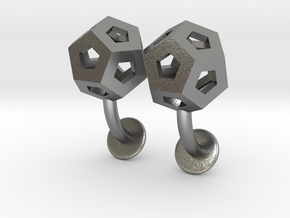 Dodecahedron Cufflinks in Natural Silver