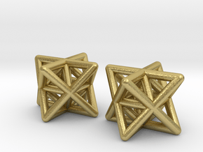 Stellated Octahedron Earrings in Natural Brass