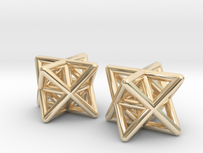 Stellated Octahedron Earrings in 14K Yellow Gold