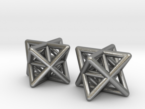 Stellated Octahedron Earrings in Natural Silver