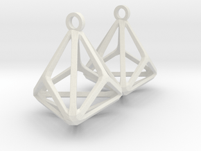 Triakis Tetrahedron Earrings in White Natural Versatile Plastic