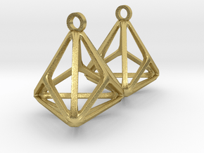 Triakis Tetrahedron Earrings in Natural Brass