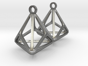Triakis Tetrahedron Earrings in Natural Silver