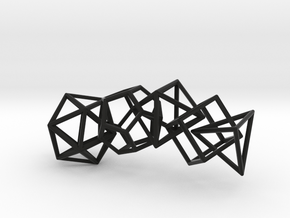 Platonic Solids Wireframe Pendant in Black Premium Versatile Plastic