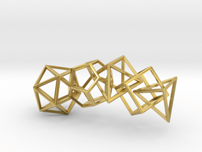 Platonic Solids Wireframe Pendant in Polished Brass (Interlocking Parts)