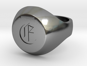 Initial Ring "E" in Polished Silver