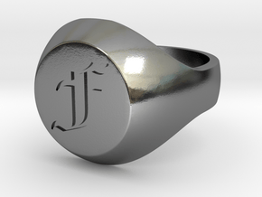 Initial Ring "F" in Polished Silver