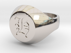 Initial Ring "H" in Rhodium Plated Brass