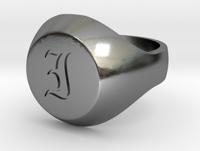 Initial Ring "I" in Polished Silver