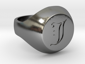 Initial Ring "J" in Polished Silver