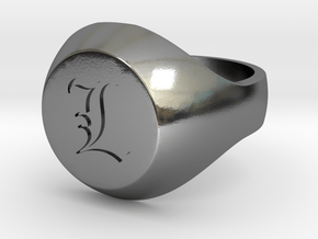 Initial Ring "L" in Polished Silver