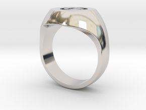 Initial Ring "O" in Rhodium Plated Brass