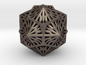 Icosahedron Dodecahedron Compound in Polished Bronzed-Silver Steel