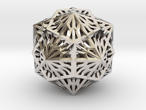 Icosahedron Dodecahedron Compound in Rhodium Plated Brass