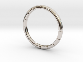 Traditional Ribbed Bracelet in Rhodium Plated Brass