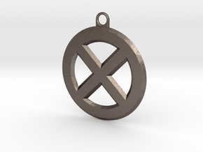 X-Logo Key Chain in Polished Bronzed-Silver Steel