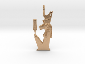 Sekhmet-Mut w/sekhem sceptre amulet in Natural Bronze