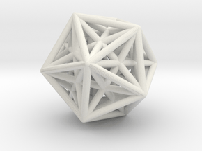 Icosahedron & Dodecahedron Struts Connected in White Natural Versatile Plastic