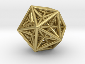 Icosahedron & Dodecahedron Struts Connected in Natural Brass