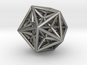 Icosahedron & Dodecahedron Struts Connected in Natural Silver