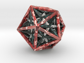 Icosahedron & Dodecahedron Struts Connected in Glossy Full Color Sandstone