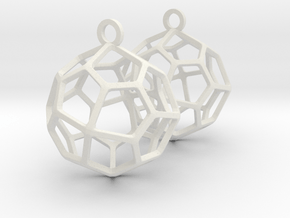Pentagonal Icositetrahedron Earrings in White Natural Versatile Plastic